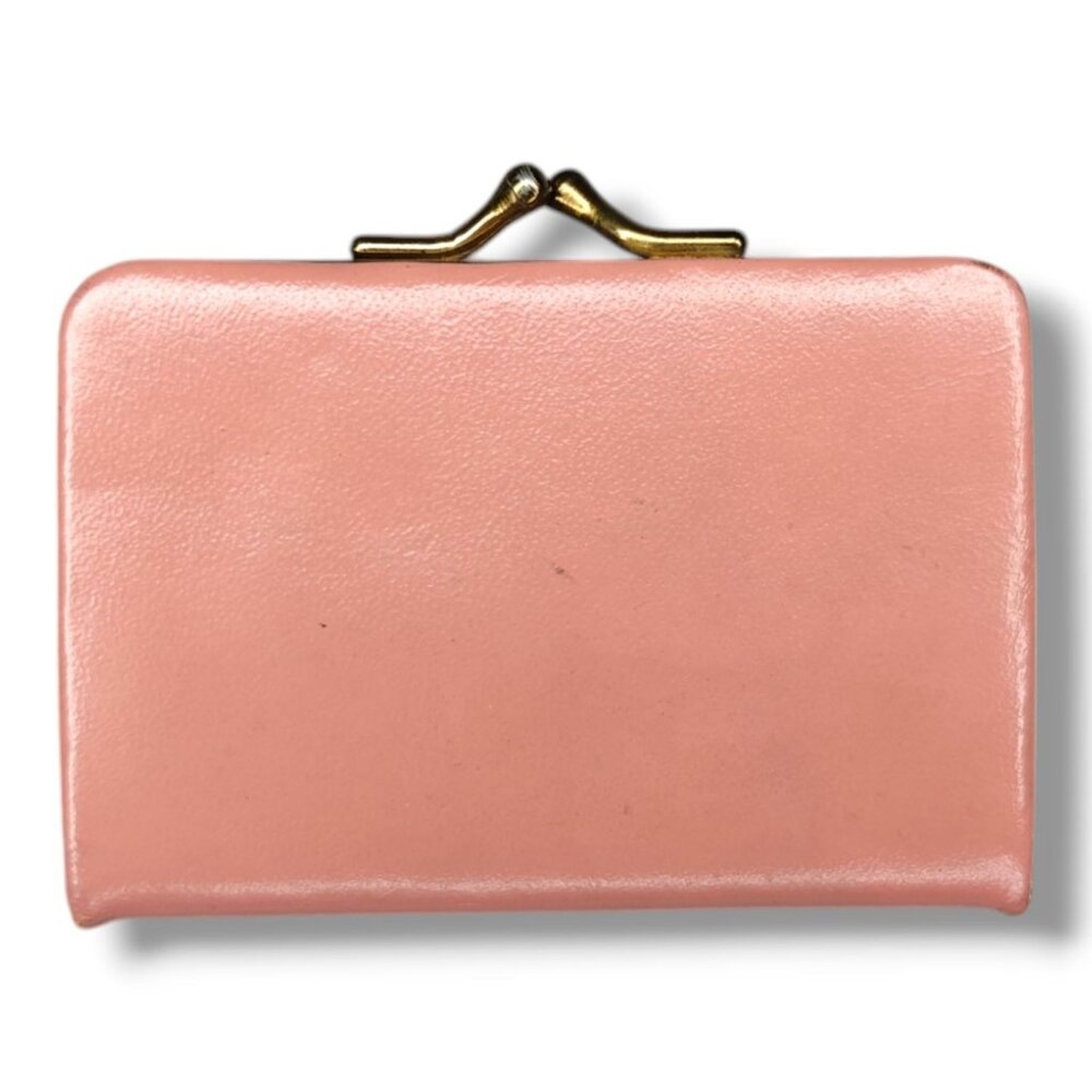 Vintage Princess Dore Pink Cowhide Coin Purse Wallet Kiss Lock Western Germany